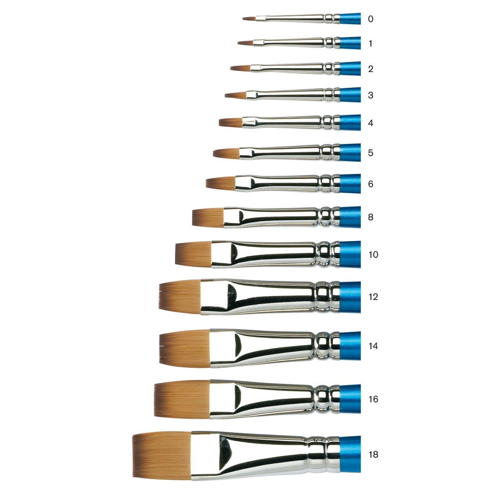 Pędzel płaski, syntetyczny Cotman, seria 555 - Winsor & Newton - długa rączka, nr 5