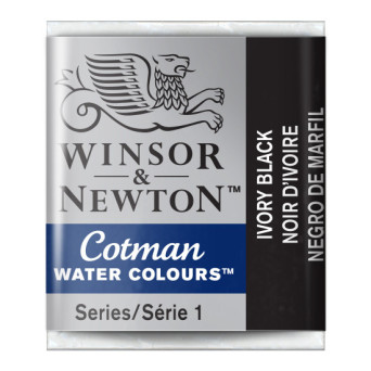 Farba akwarelowa Cotman - Winsor & Newton - Ivory Black, półkostka