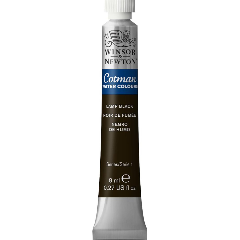 Cotman Watercolor Paint - Winsor & Newton - Lamp Black, 8 ml