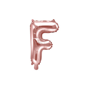 Foil balloon letter F - rose gold, 35 cm