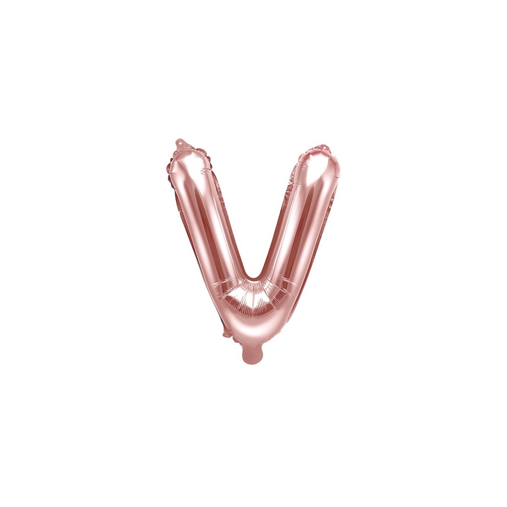 Foil balloon 35 cm Letter "V", pink gold