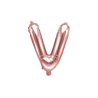 Foil balloon 35 cm Letter "V", pink gold