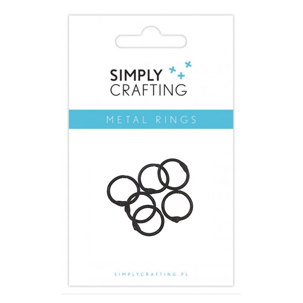 Kółka do albumów metalowe, zamykane - Simply Crafting - czarne, 14 mm, 6 szt.