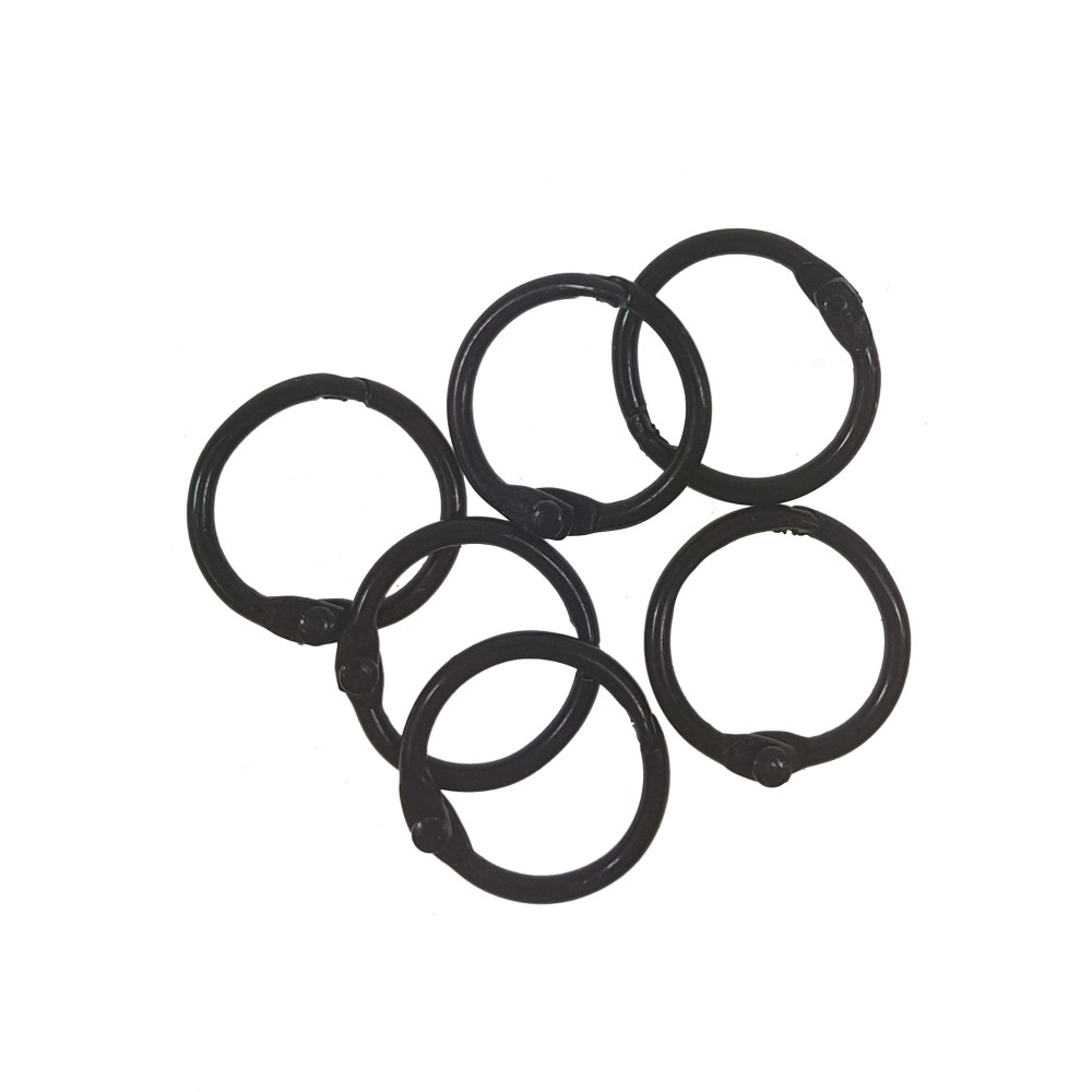 Kółka do albumów metalowe, zamykane - Simply Crafting - czarne, 14 mm, 6 szt.