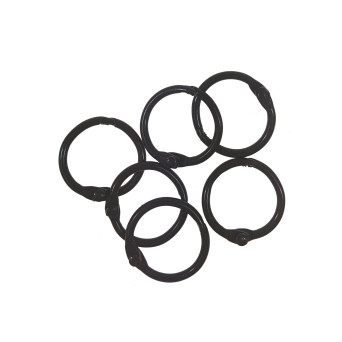 Kółka do albumów metalowe, zamykane - Simply Crafting - czarne, 14 mm, 6 szt.