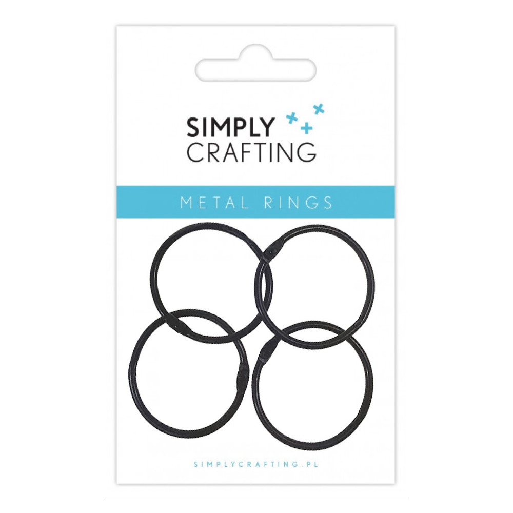 Kółka do albumów metalowe, zamykane - Simply Crafting - czarne, 38 mm, 4 szt.