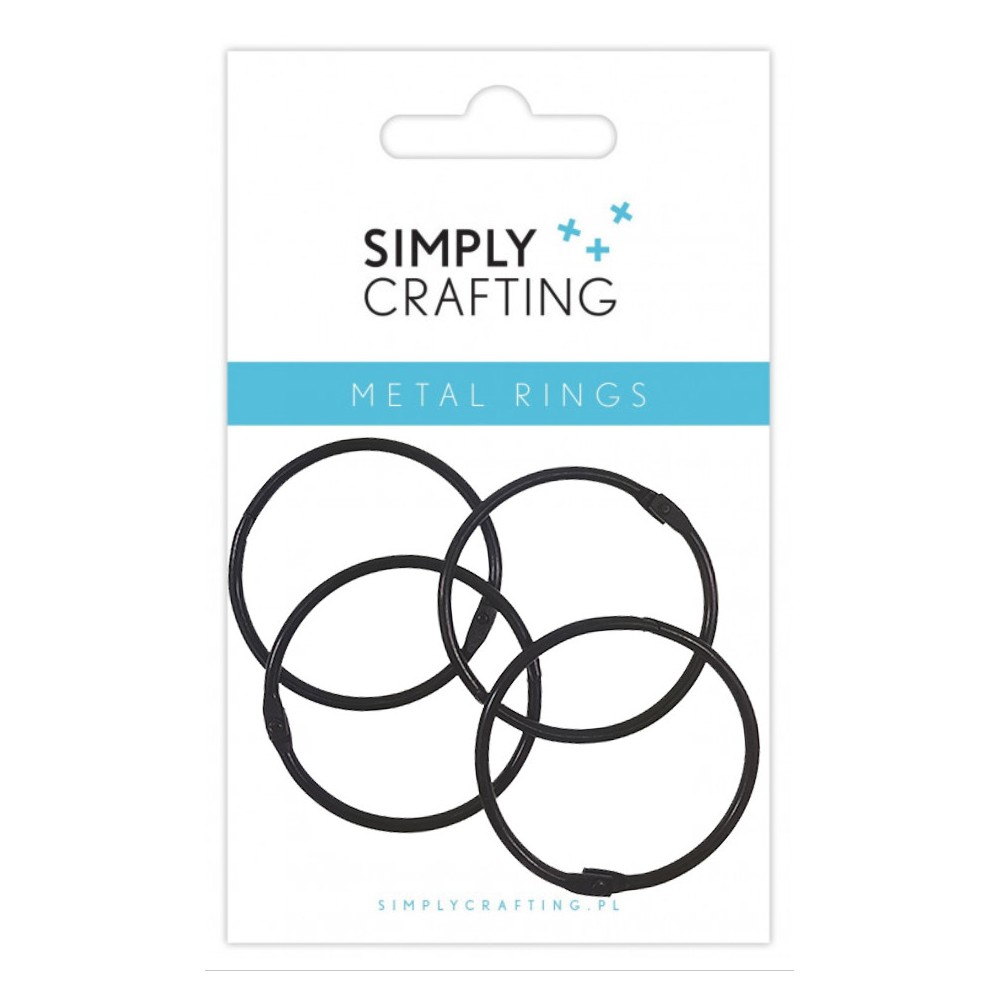 Kółka do albumów metalowe zamykane - Simply Crafting - czarne  50 mm 4 szt.