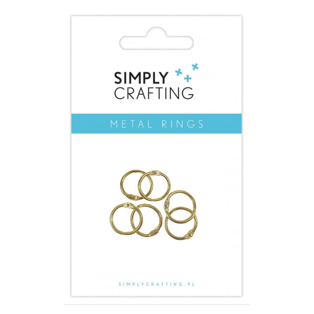 Kółka do albumów metalowe, zamykane - Simply Crafting - złote, 14 mm, 6 szt.