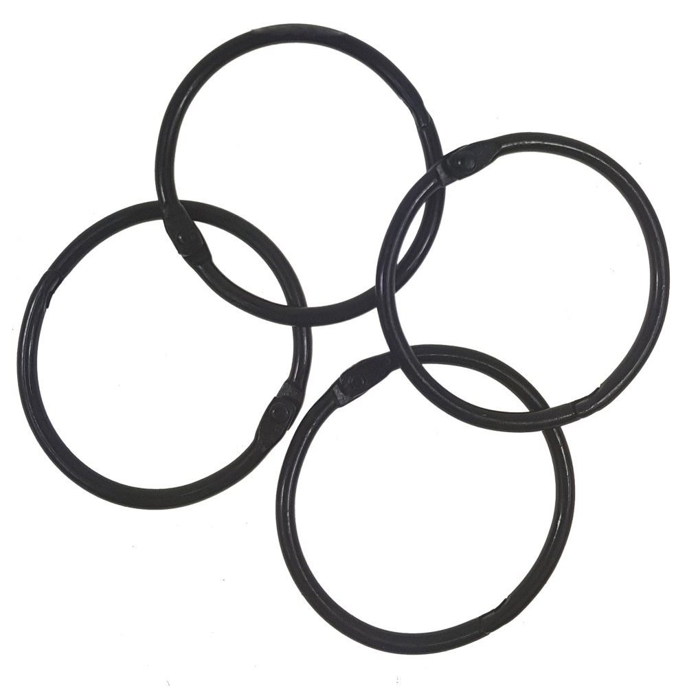 Kółka do albumów metalowe, zamykane - Simply Crafting - czarne, 38 mm, 4 szt.