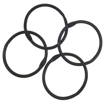 Kółka do albumów metalowe, zamykane - Simply Crafting - czarne, 38 mm, 4 szt.