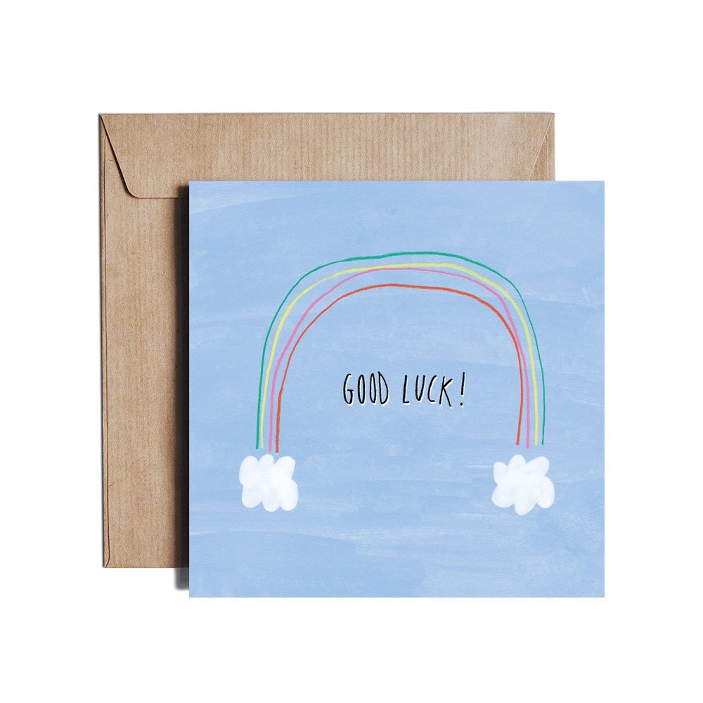 Greeting card - Pieskot - Good luck raindbow, 14,5 x 14,5 cm