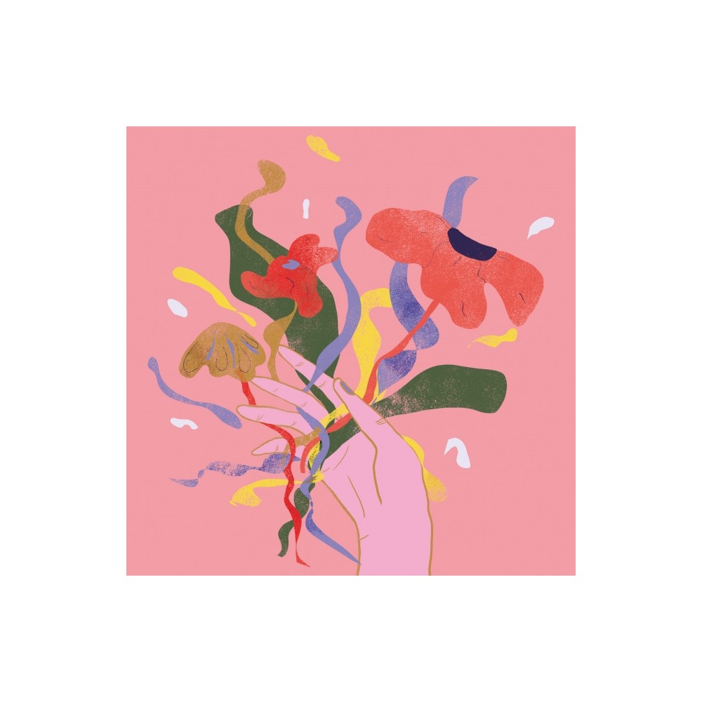 Greeting card - Pieskot - Flower power, 14,5 x 14,5 cm