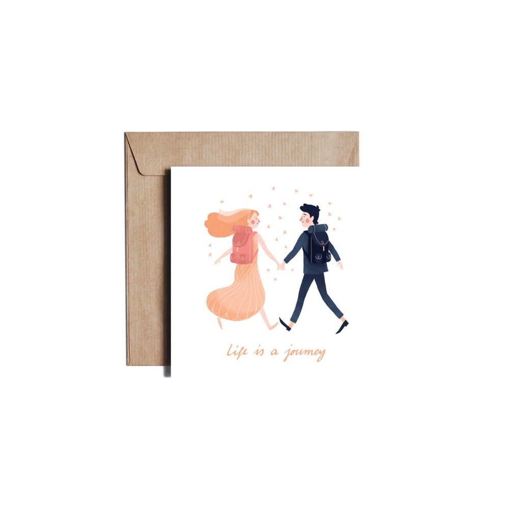 Greeting card - Pieskot - Life is a journey, 14,5 x 14,5 cm