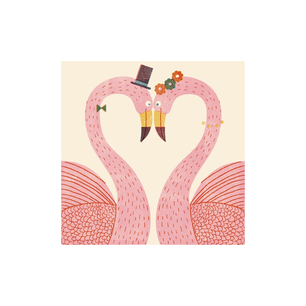Greeting card - Pieskot - The flamingos, 14,5 x 14,5 cm