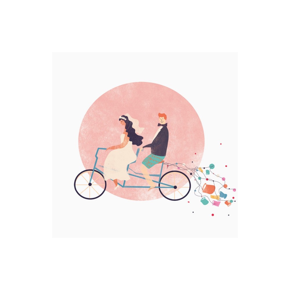 Greeting card - Pieskot - Just married, 14,5 x 14,5 cm
