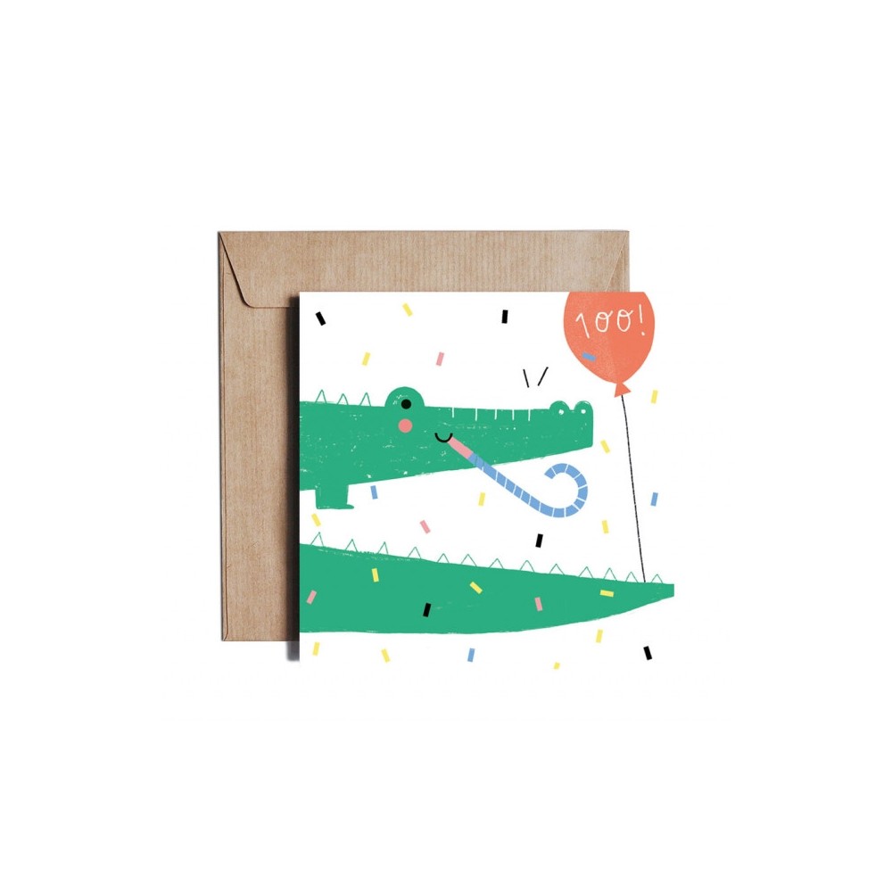 Greeting card - Pieskot - Happy crocodile, 14,5 x 14,5 cm