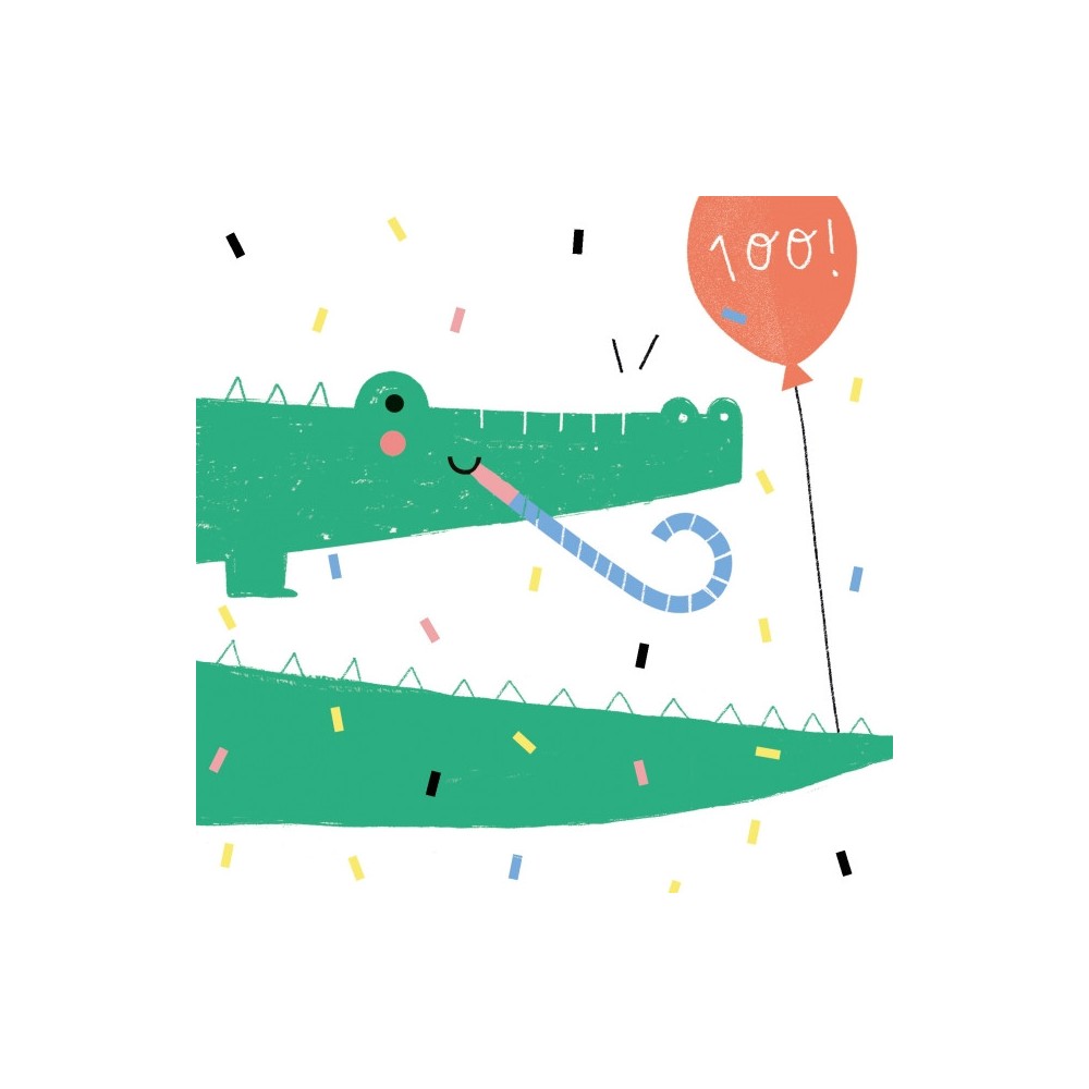 Kartka okolicznościowa - PiesKot - Happy crocodile, 14,5 x 14,5 cm