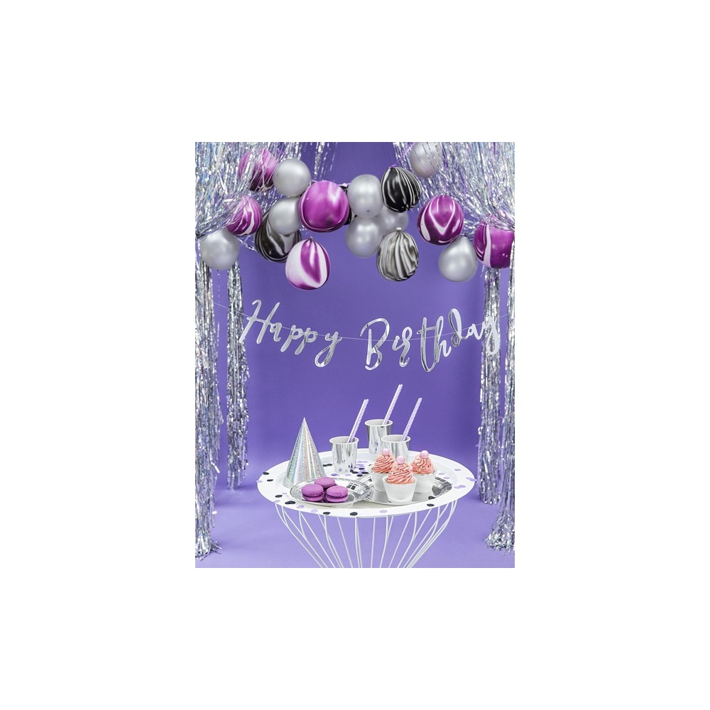 Baner Happy Birthday - srebrny