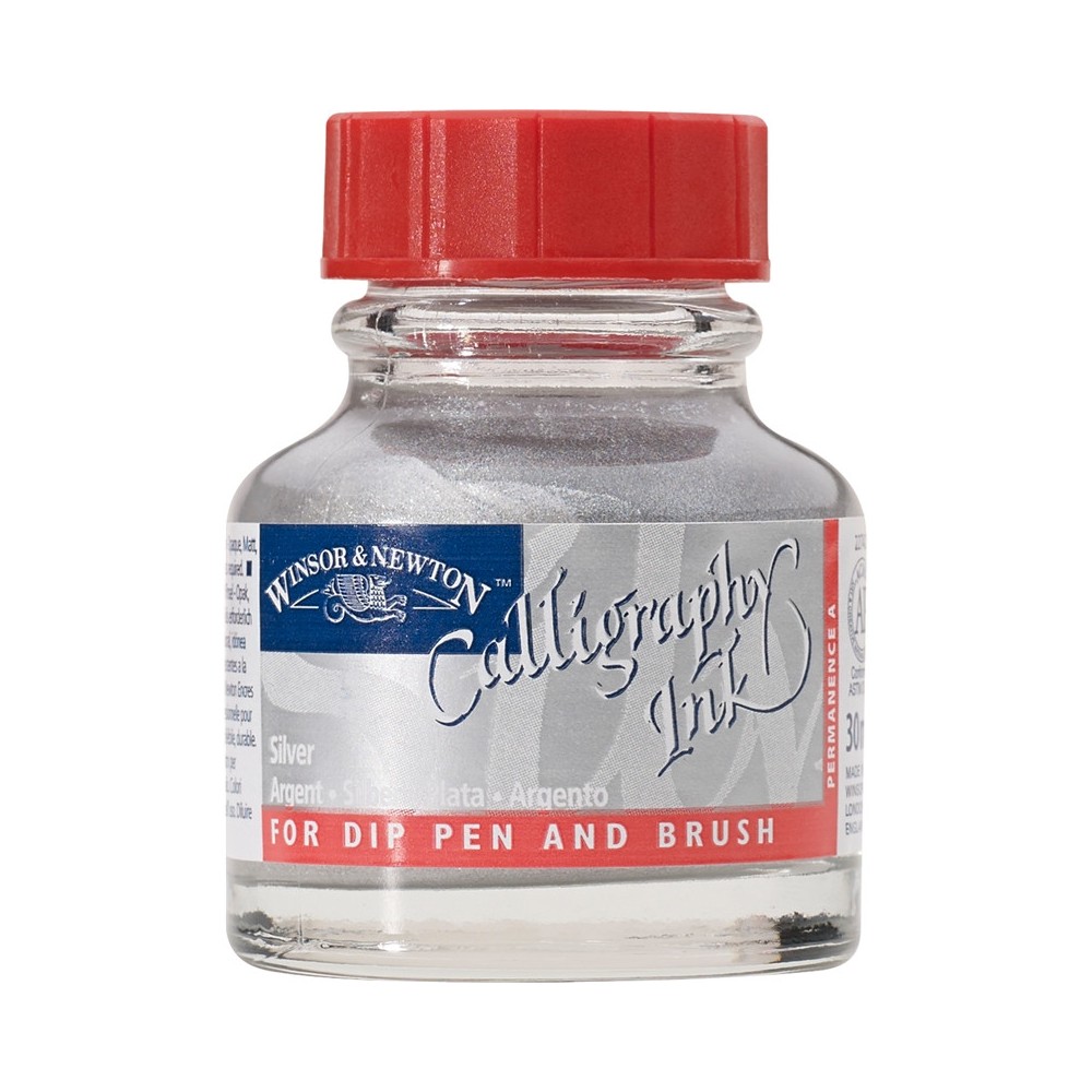 Tusz do kaligrafii DIP - Winsor & Newton - silver, 30 ml