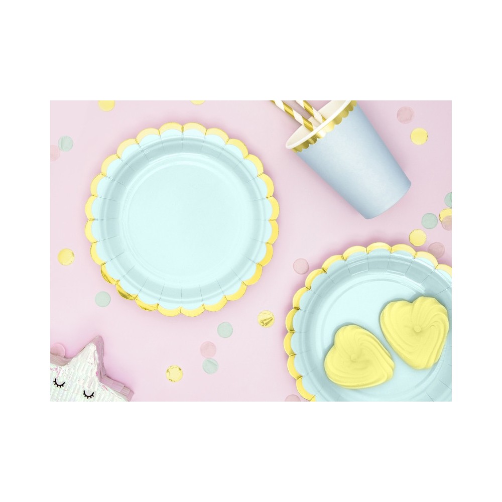 Paper plates - mint and gold, 18 cm, 6 pcs.
