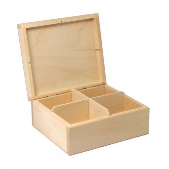 Wooden Tea Box, 4 Compartments