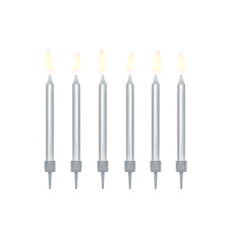 Birthday candles - Silver 6 pcs