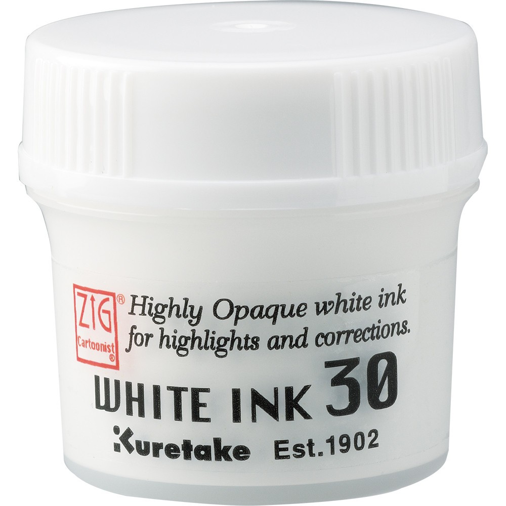 Tusz rysunkowy ZIG Cartoonist White Ink - Kuretake - biały, 30 g