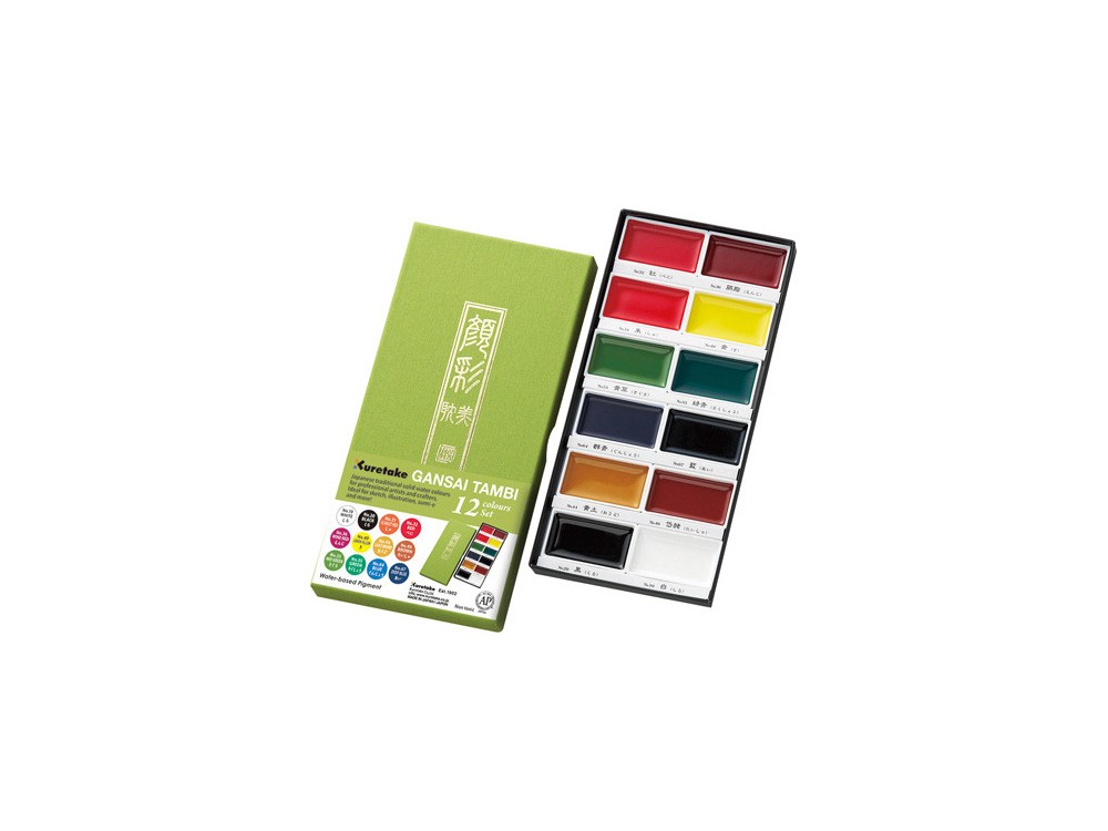 Watercolor set Gansai Tambi - Kuretake - Set 1, 12 colors