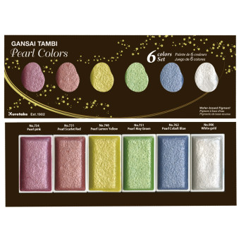 Watercolor set Gansai Tambi Pearl Colors - Kuretake - 6 pcs.
