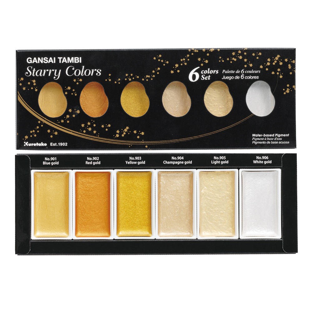 Zestaw farb akwarelowych Gansai Tambi - Kuretake - Starry Colors, 6 szt.