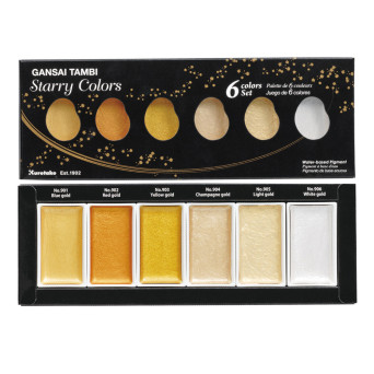 Zestaw farb akwarelowych Gansai Tambi - Kuretake - Starry Colors, 6 szt.