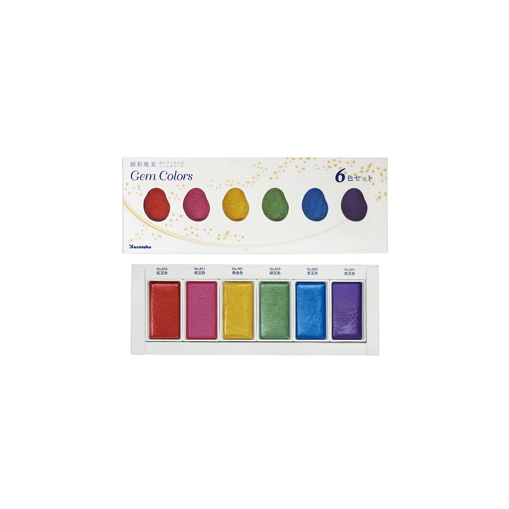 Zestaw farb akwarelowych Gansai Tambi - Kuretake - Gem Colors, 6 szt.
