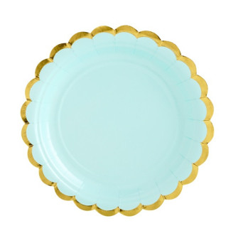 Paper plates - mint and gold, 18 cm, 6 pcs.