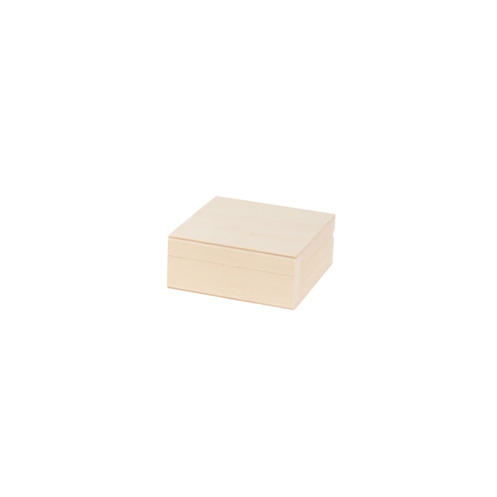 Drewniane pudełko, kasetka - kwadratowa, 10 x 10 x 3,7 cm
