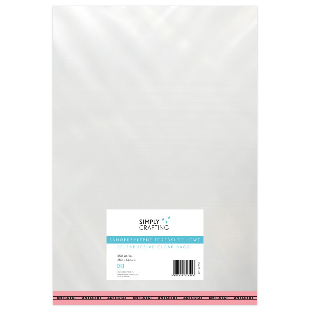 Torebki, woreczki foliowe z klejem - Simply Crafting - 35 x 43 cm, 500 szt.