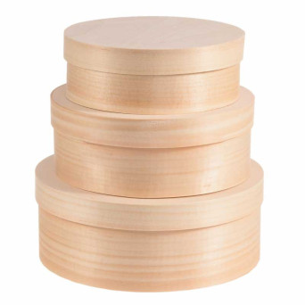 Wooden round boxes 3 in 1