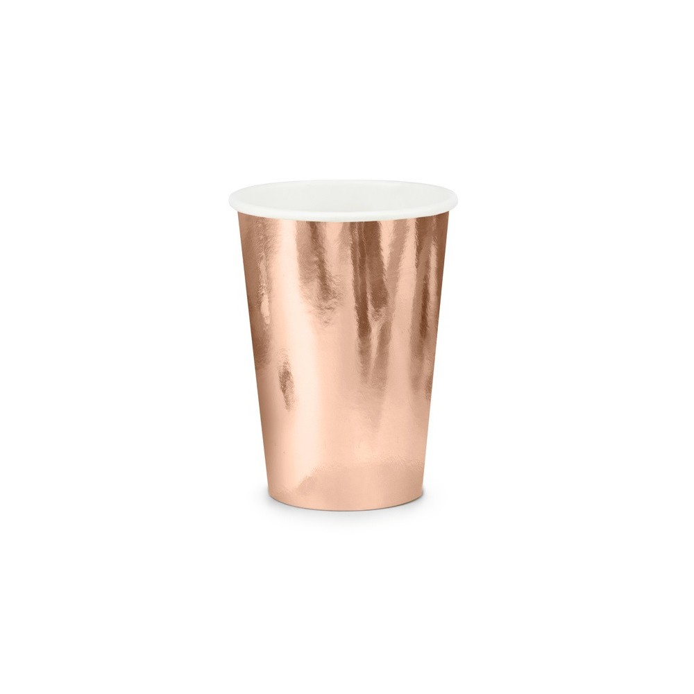Paper cups - rose gold, 220 ml , 6 pcs.