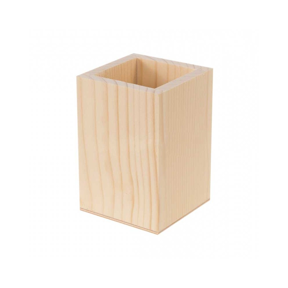 Wooden container, box for pens - 7,5 x 7,5 x 11 cm