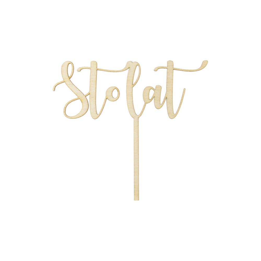 Cake topper Sto lat - wooden, 14 cm