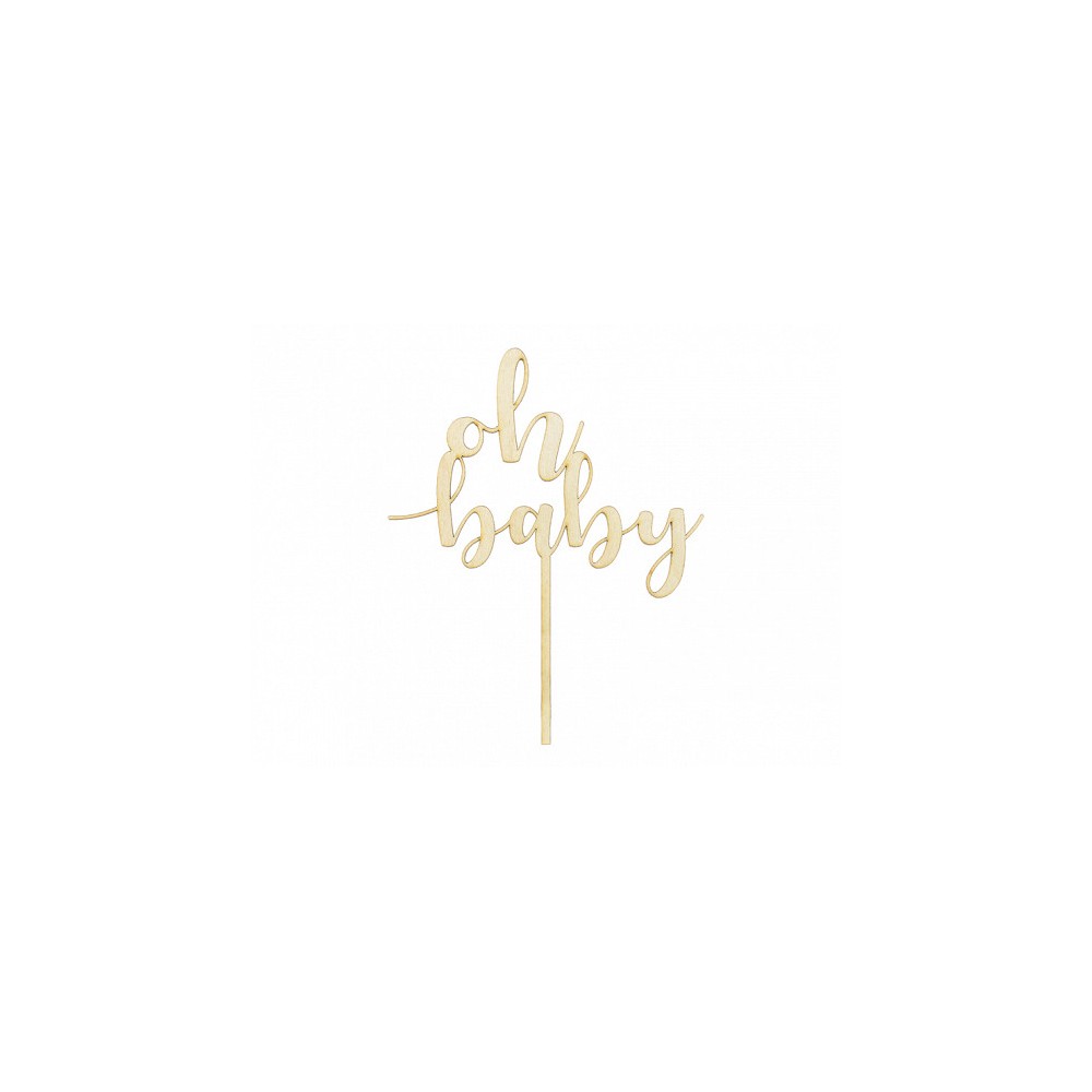 Cake topper Oh baby - wooden, 17 cm
