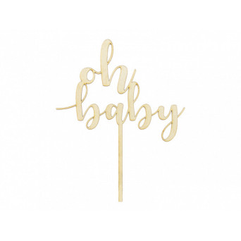 Topper na tort, ciasto Oh baby - drewniany, 17 cm