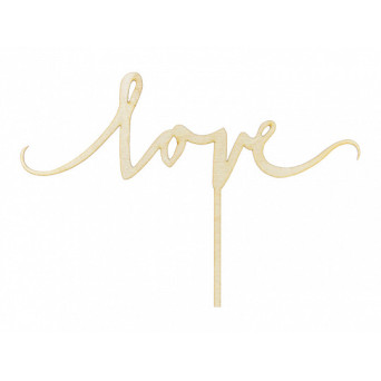 Topper na tort, ciasto Love - drewniany, 16 cm