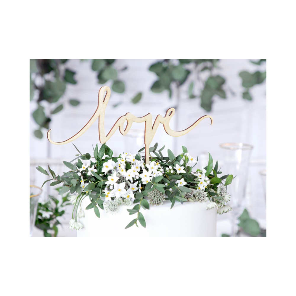 Cake topper Love - wooden, 16 cm