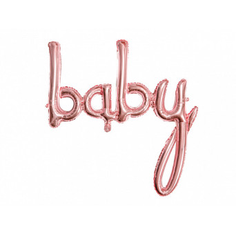 Foil balloon Baby - pink gold, 73,5 x 75,5 cm