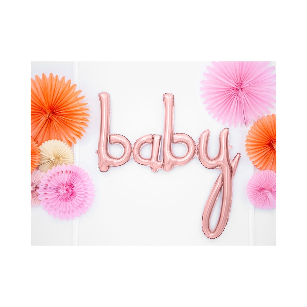 Balon foliowy Baby - różowe złoto, 77 x 70 cm