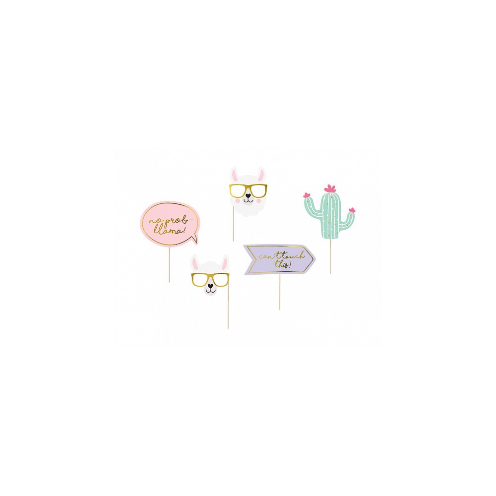 Photo props Lama - pastel and gold, 5 pcs.