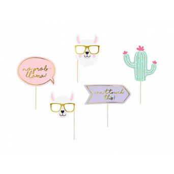 Photo props Lama - pastel and gold, 5 pcs.