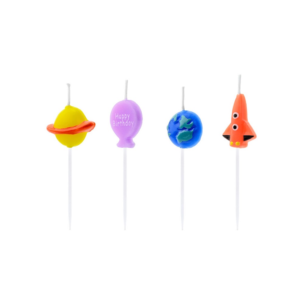 Birthday candles Cosmos - mix, 4 pcs.