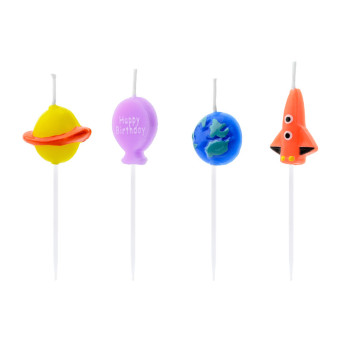 Birthday candles Cosmos - mix, 4 pcs.
