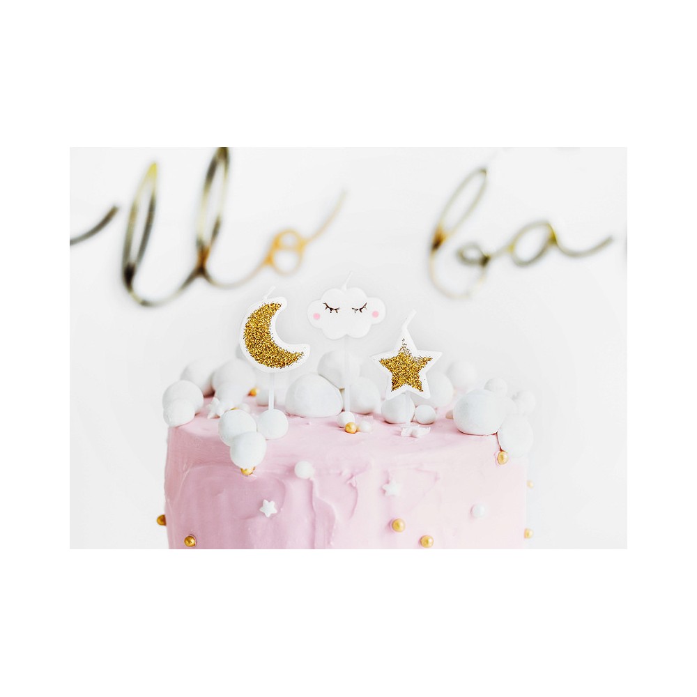 Birthday candles Little Star - white and gold, 5 pcs.